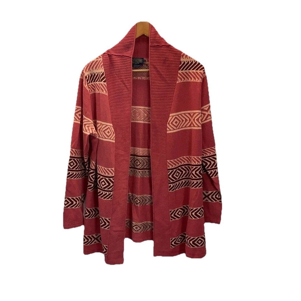 Pendleton Graphic Cardigan Sweater Jacket Southwest Linen blend Boho size L long